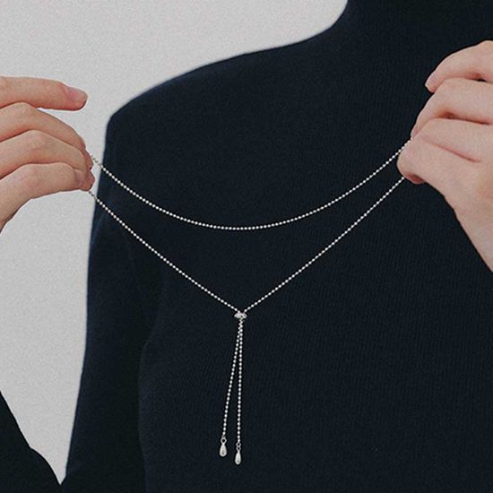 제이로렌 드롭 펜던트 실버 타이 목걸이 N01191