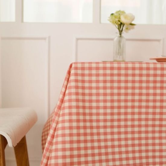 멜란체크 피치핑크 방수식탁보 테이블보