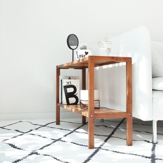 브라우니 원목 벤치 2단선반 80cm