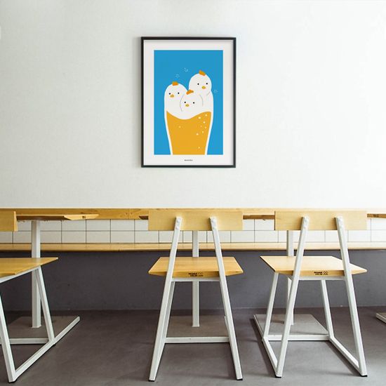 치맥 퐁당 M 디자인 포스터 치킨 맥주