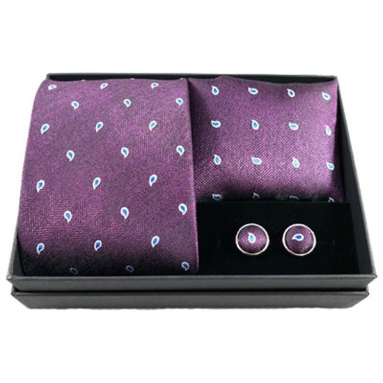 레인드롭 넥타이 세트(퍼플)
