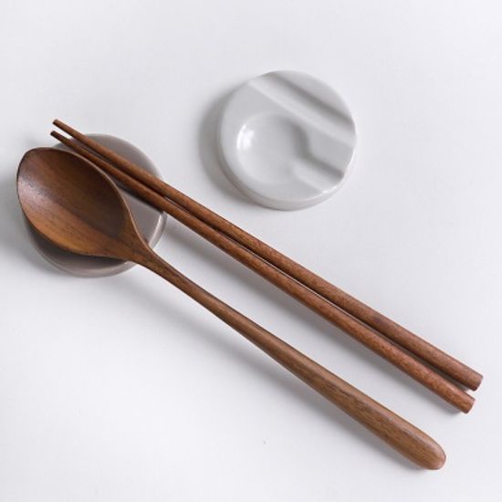 라일 국산 도자기 원형 수저받침 4color