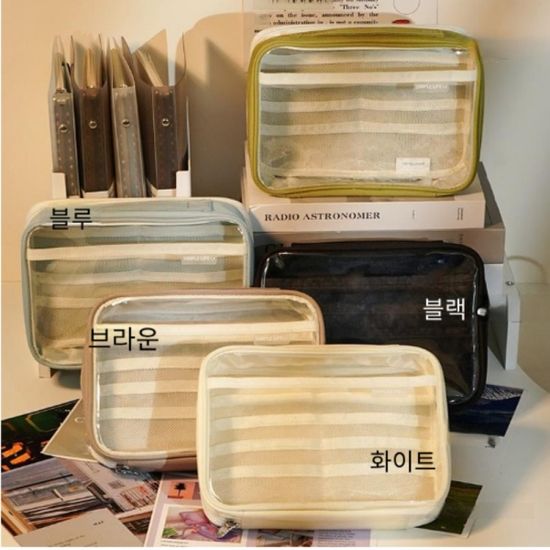 투명 다이어리 필통 파우치 스티커 포카 수납 펜 