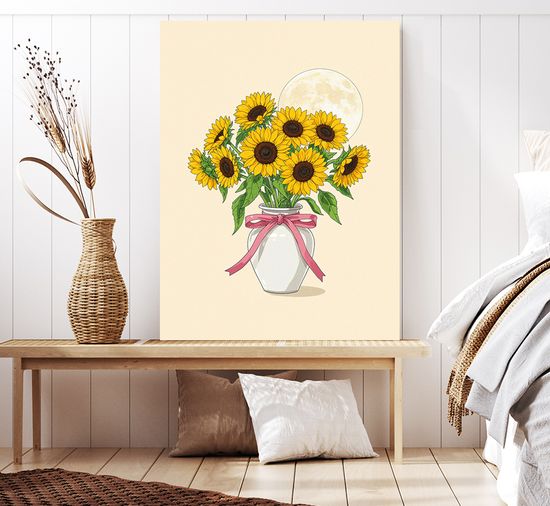 해바라기 선물 그림 달항아리 액자 거실 카페 개업