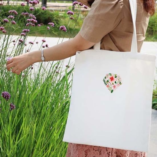 프랑스자수 패키지 DIY 꽃다이아몬드 에코백 화이트