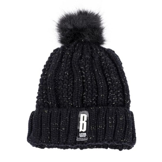 소프트 방울 털모자(올블랙)/남녀공용 니트 방울모자