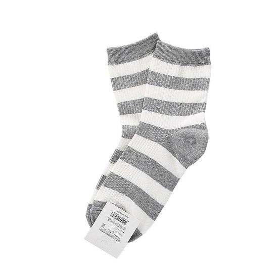 여성 굵은줄 골지 중목양말 연회색 1켤레(WD9D395)