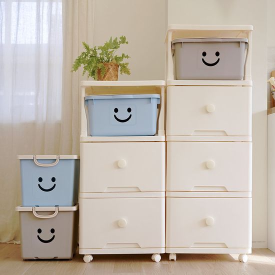 60L 대형 그란데 해피탑 플라스틱 이동식 서랍장 4단