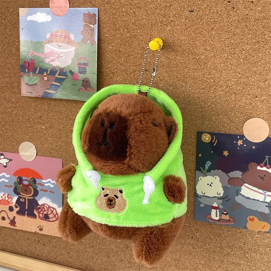 귀여운 후드티 카피바라 애착 인형 키링 열쇠 고리