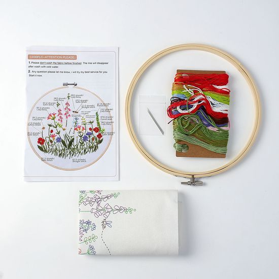 DIY 프랑스자수 패키지(꽃밭) 공예 자수도안 자수틀