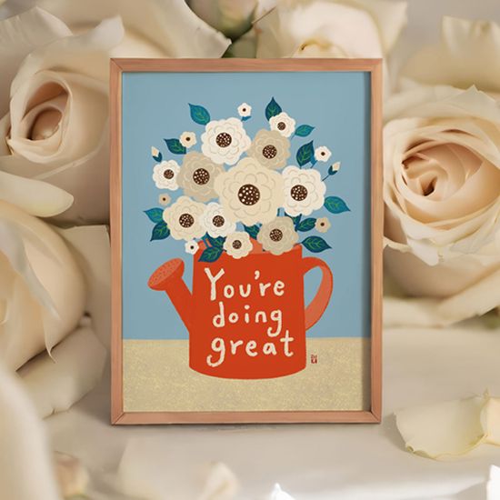 캘리그라피 꽃엽서 4종 세트 미니 꽃 일러스트