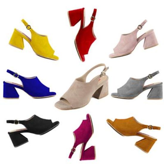 [쥬아나윤]양가죽 스웨이드 슬링백 샌들힐 Circle Ring