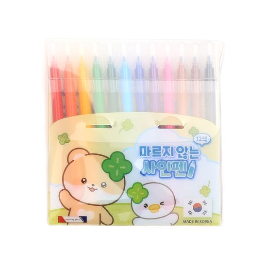12색 사인펜 마르지 않는 싸인펜 초등 컬러펜