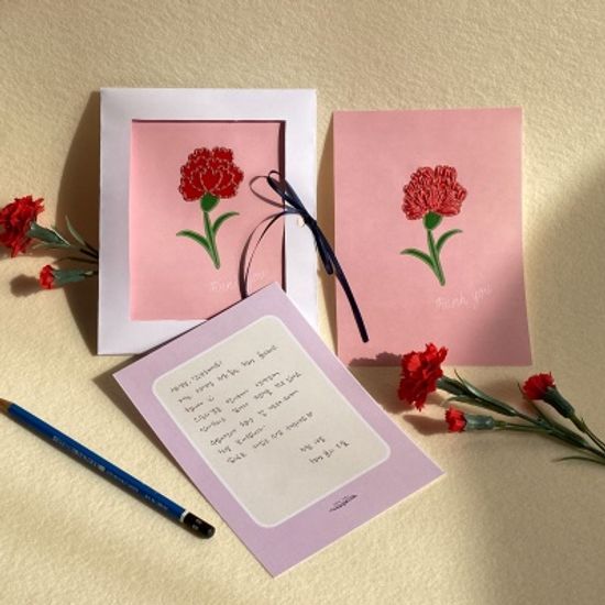 어버이날 자수 핑크카네이션카드 만들기 DIY KIT