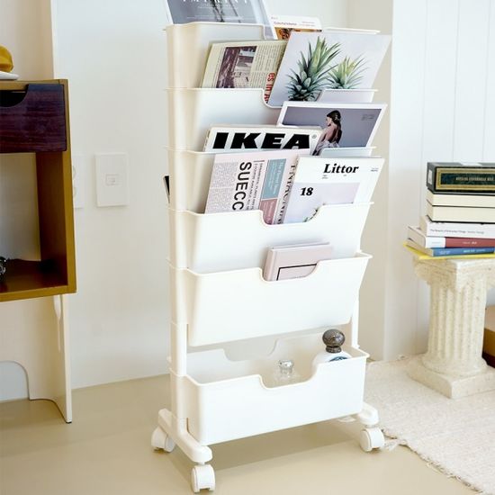 국내생산 마벨슬림 북트롤리 4단/5단/6단 이동식 책장