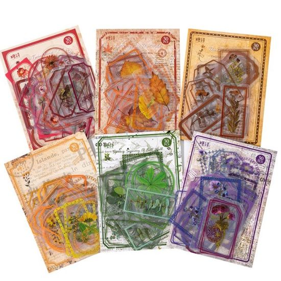 레트로 빈티지 투명 꽃 조각 스티커