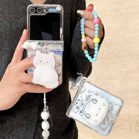 갤럭시 z플립 7 6 5 4 고양이 스마트톡 스트랩 케이스