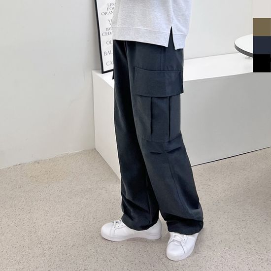 남자 립스톱 스트링 와이드 조거 카고 팬츠 데일리