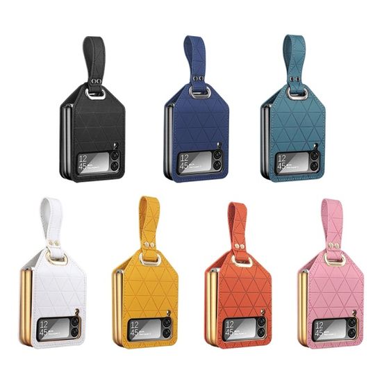 갤럭시z플립 5 4 3 패턴 가죽 힌지보호 손잡이 케이스