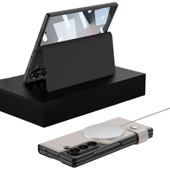 갤럭시 Z폴드6 마그네틱 탈부착 풀커버 가죽 케이스