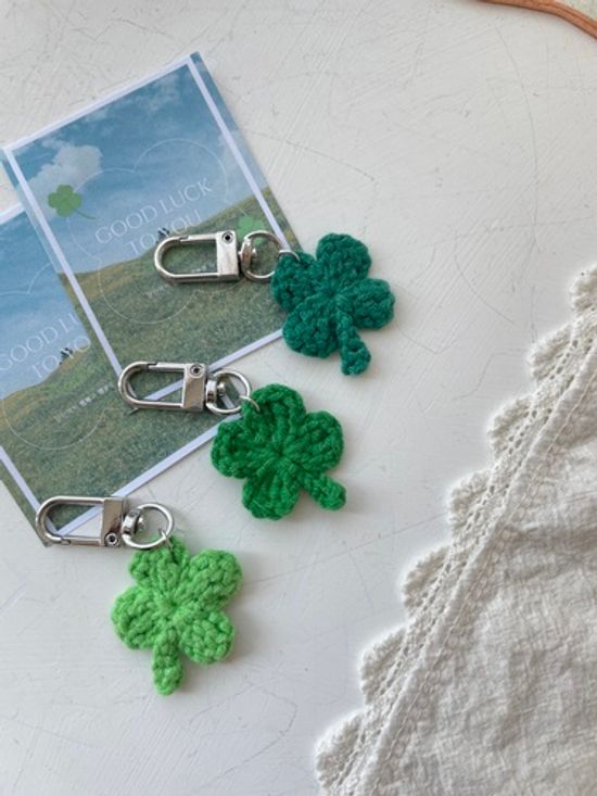 행운 행복 부적 수능 기분좋은 선물 네잎클로버 뜨개 