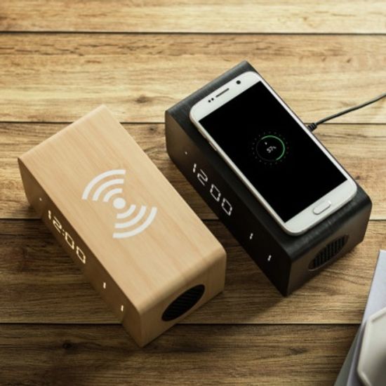 플라이토 우드 3in1 무선충전 블루투스 스피커 LED