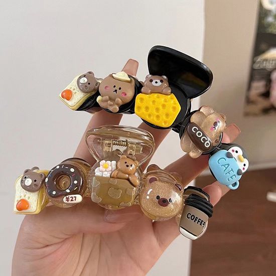 귀여운 동물 캐릭터 아크릴 머리 집게핀 예쁜 헤어 삔