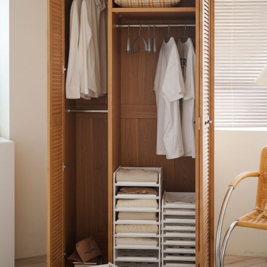 풀 슬라이딩 옷정리 적층 트레이 소형 1개+1개 정리함