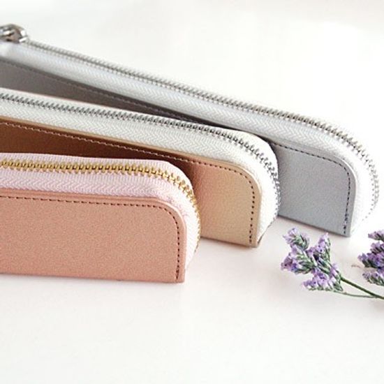 심플 컴팩트 펜케이스 메탈릭