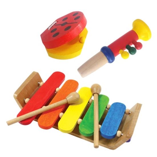 원목 무당벌레캐스터네츠+트럼펫+딩동댕실로폰세트