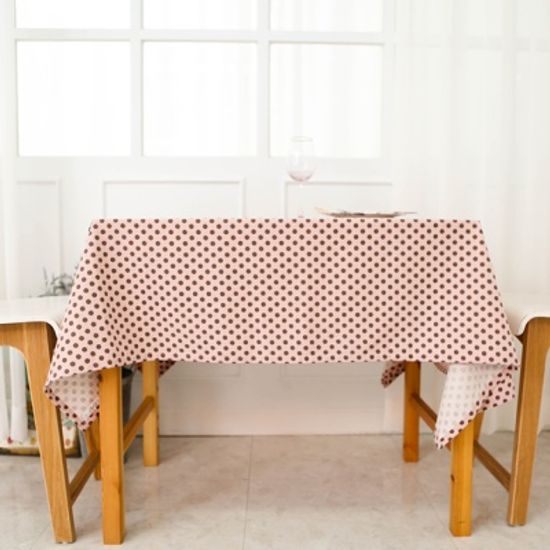 핑크 레트로 도트 면린넨 식탁보 테이블매트