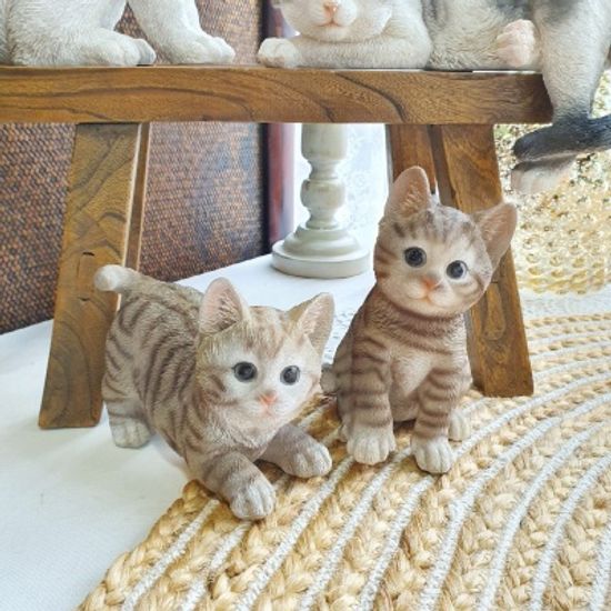 그레이 고양이 패밀리 장식인형