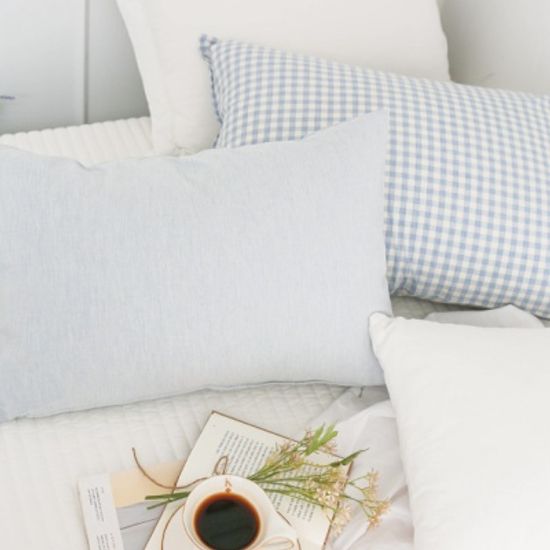 멜란 워싱 면 베개 커버-6컬러 (체크/무지)