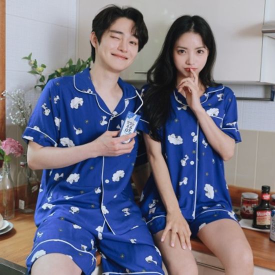 정품 구름위 스누피 냉감 잠옷 여름 커플 잠옷