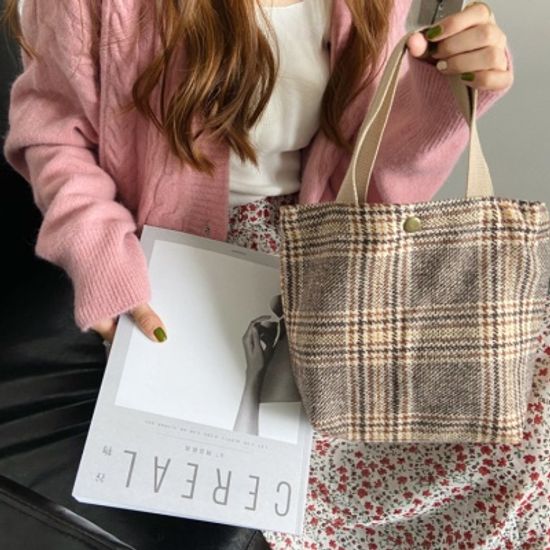 어나더뷰 체크 모직 미니백 1112