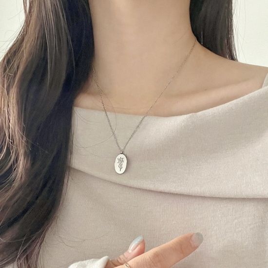[선물포장/써지컬스틸] 열두달 탄생화 심플 목걸이