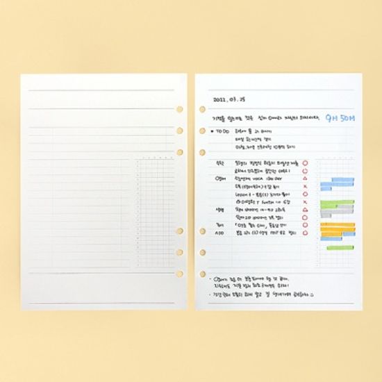 워너디스 A5 6공 스터디 리필 속지 내지_타임트래커