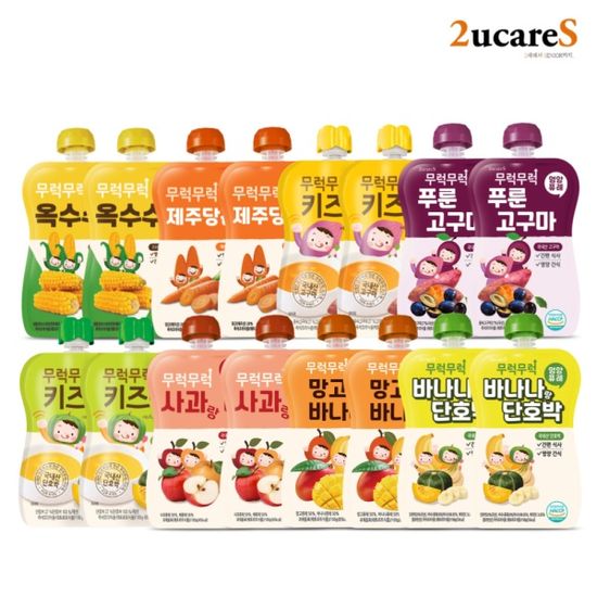 무럭무럭 키즈죽, 과일퓨레 모두모아 16팩 (각 2팩)