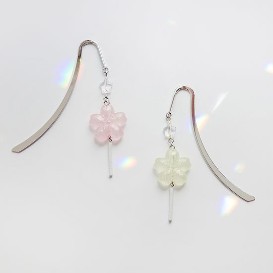 8color 벚꽃 막대사탕 책갈피 금속 북마크 야광