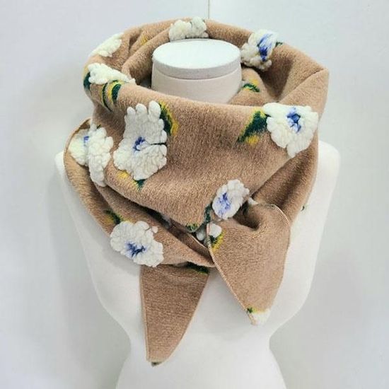 [애슬릿]국내 생산 여성 양털 꽃 롱 긴 목도리 머플러