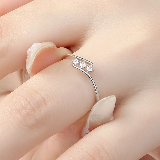 [비쥬홀릭] 실버925 백금도금 별총총 큐빅 은반지