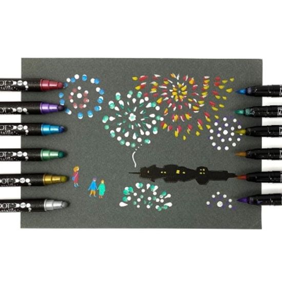 쿠레타케 지그 클린컬러 DOT-양면 메탈릭 6색 F192-4