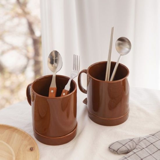 브라우니 세라믹 수저통 받침대 세트