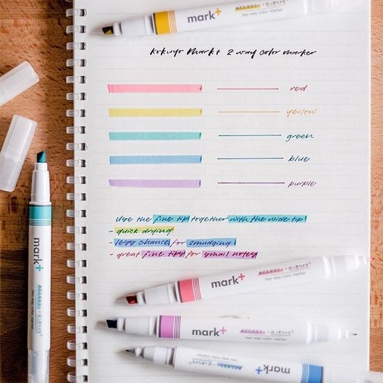 고쿠요 마크타스 양면닙 트윈 파스텔 형광펜 5색세트