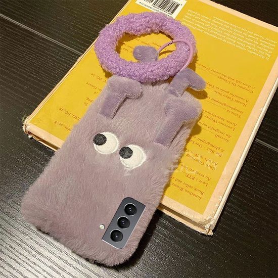 갤럭시s24 s23 s22 s21 보라 몬스터 털 인형 링케이스