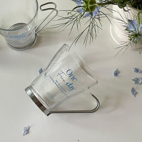 블루 포인트 홈카페 내열 유리컵 550ml