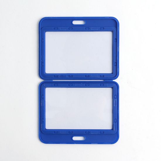 양면 사원증 케이스+목걸이줄 5p세트(가로형) (블루)