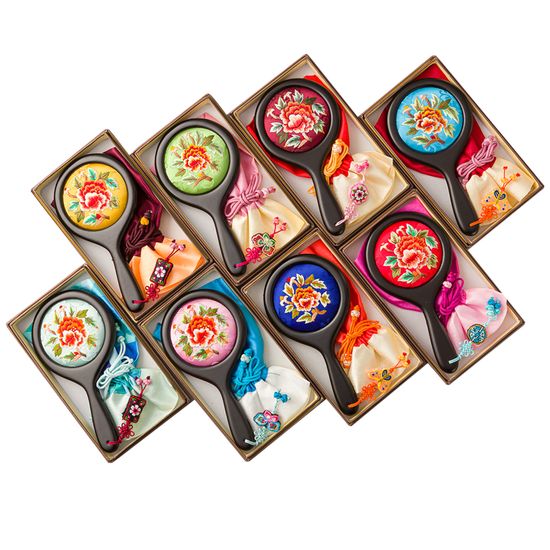 한국전통 자수 손잡이 공주 손거울 외국인선물 기념품