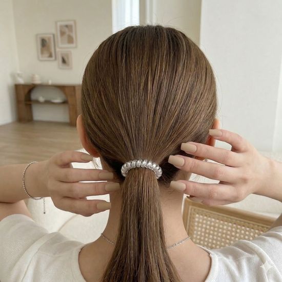 3종 실버 머리끈 헤어 스크런치 악세사리 곱창밴드 