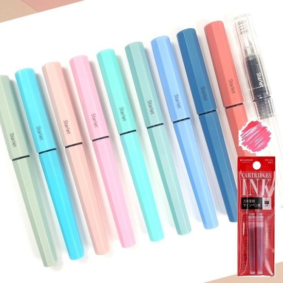 플래티넘 만년필-스타렛 200 F촉+레드 카트리지(2본입